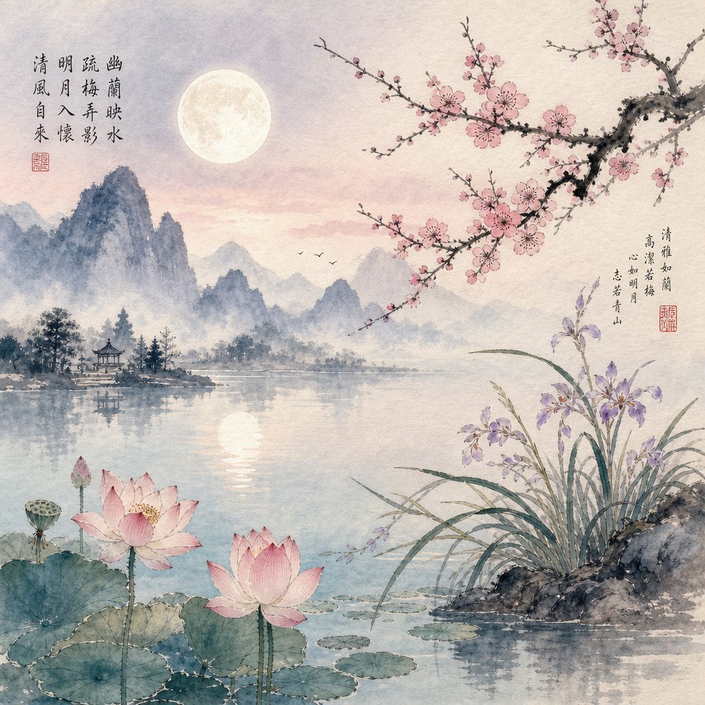 nature elements like lotus plum blossom and moonlight that inspire popular chinese given names