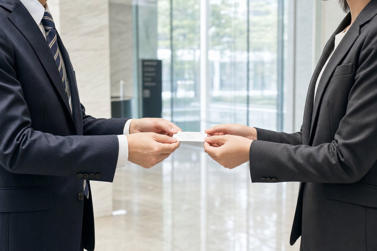 presenting a business card with both hands during a formal chinese business introduction