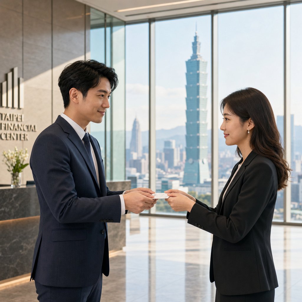professional business card exchange in taiwan reflecting formal naming etiquette and respectful address