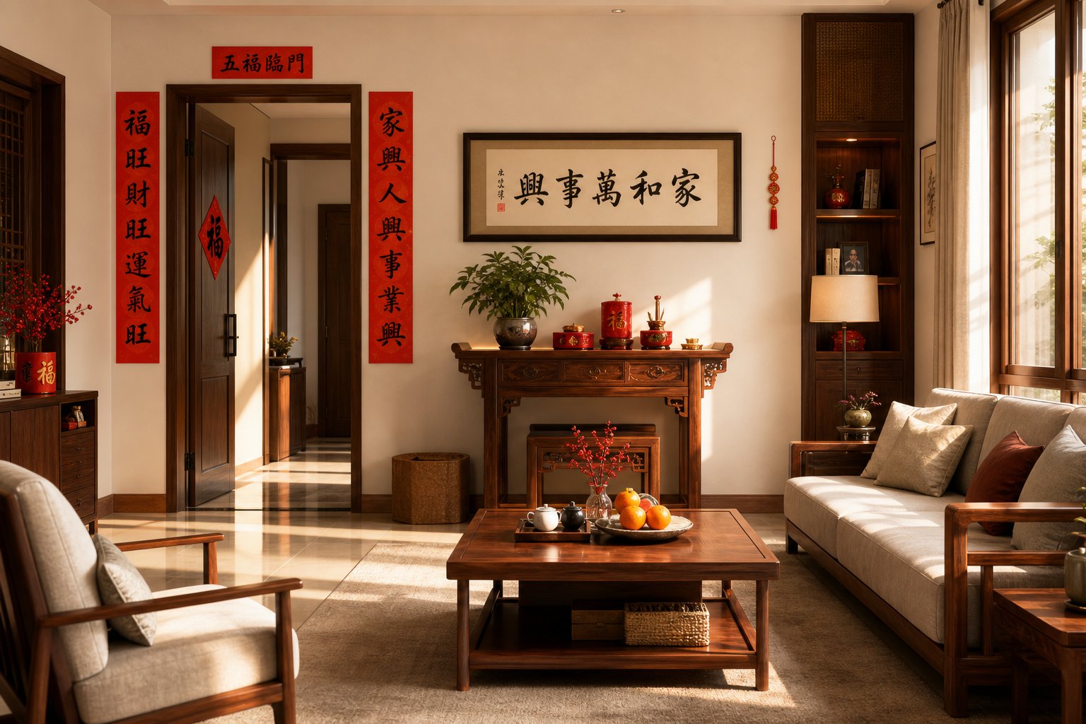 proper placement of auspicious horse year characters in the home follows feng shui directional principles