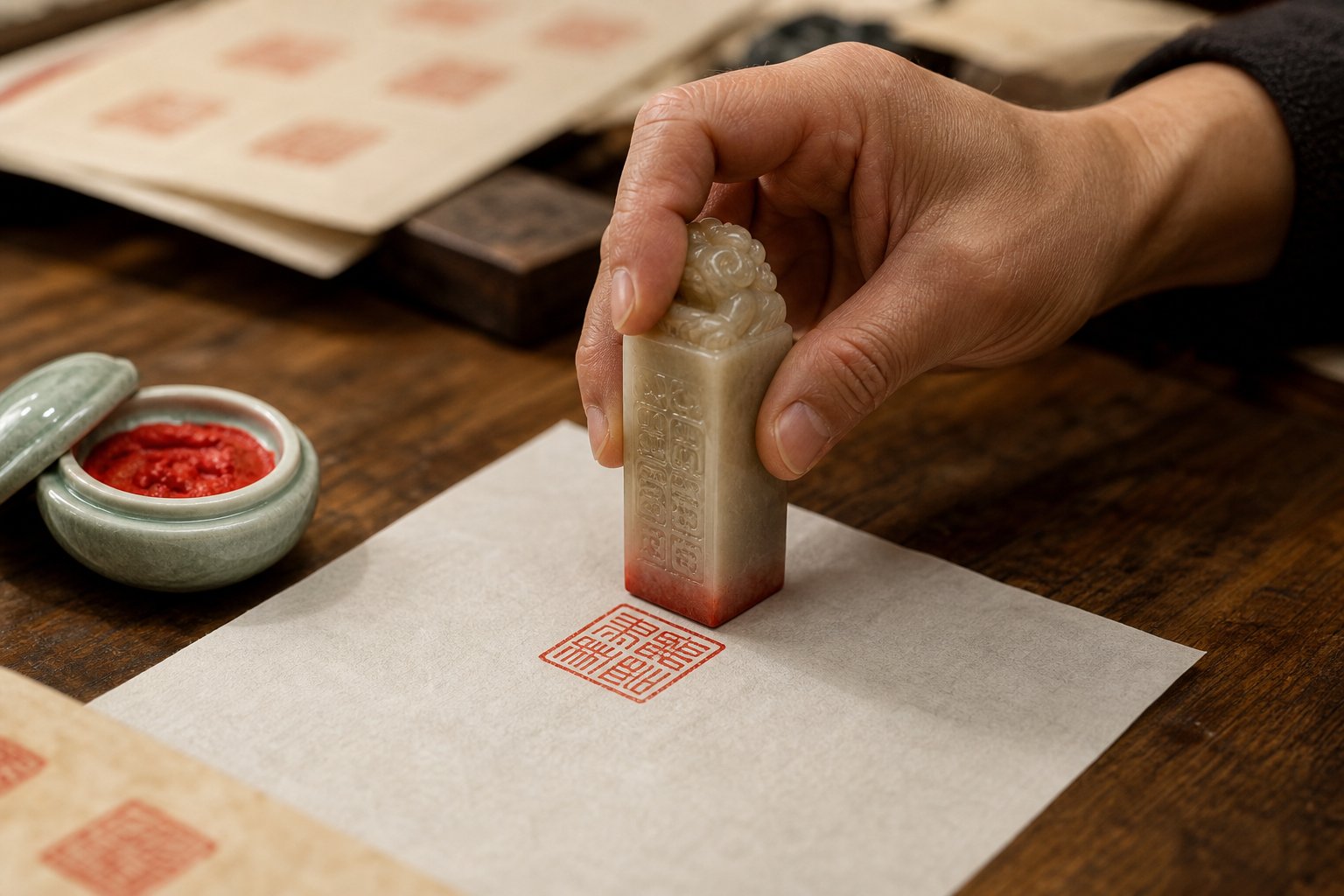 proper seal stamping technique requires steady downward pressure and a clean vertical lift