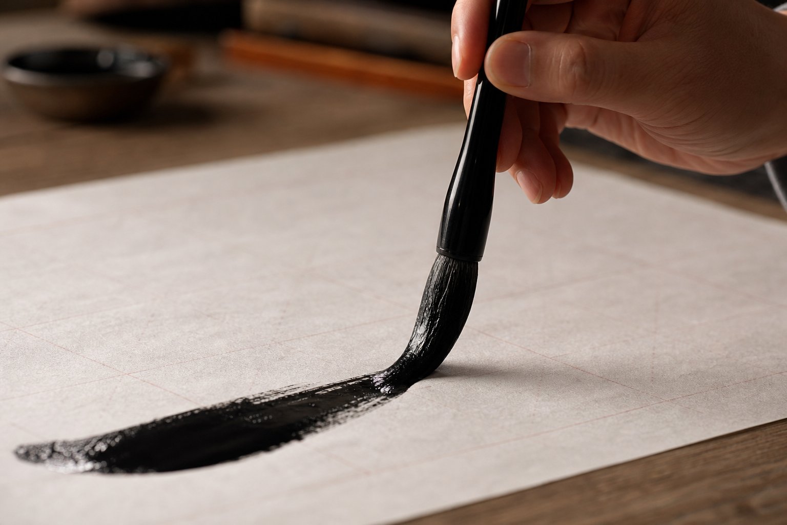 proper vertical brush grip technique for practicing fundamental chinese calligraphy strokes