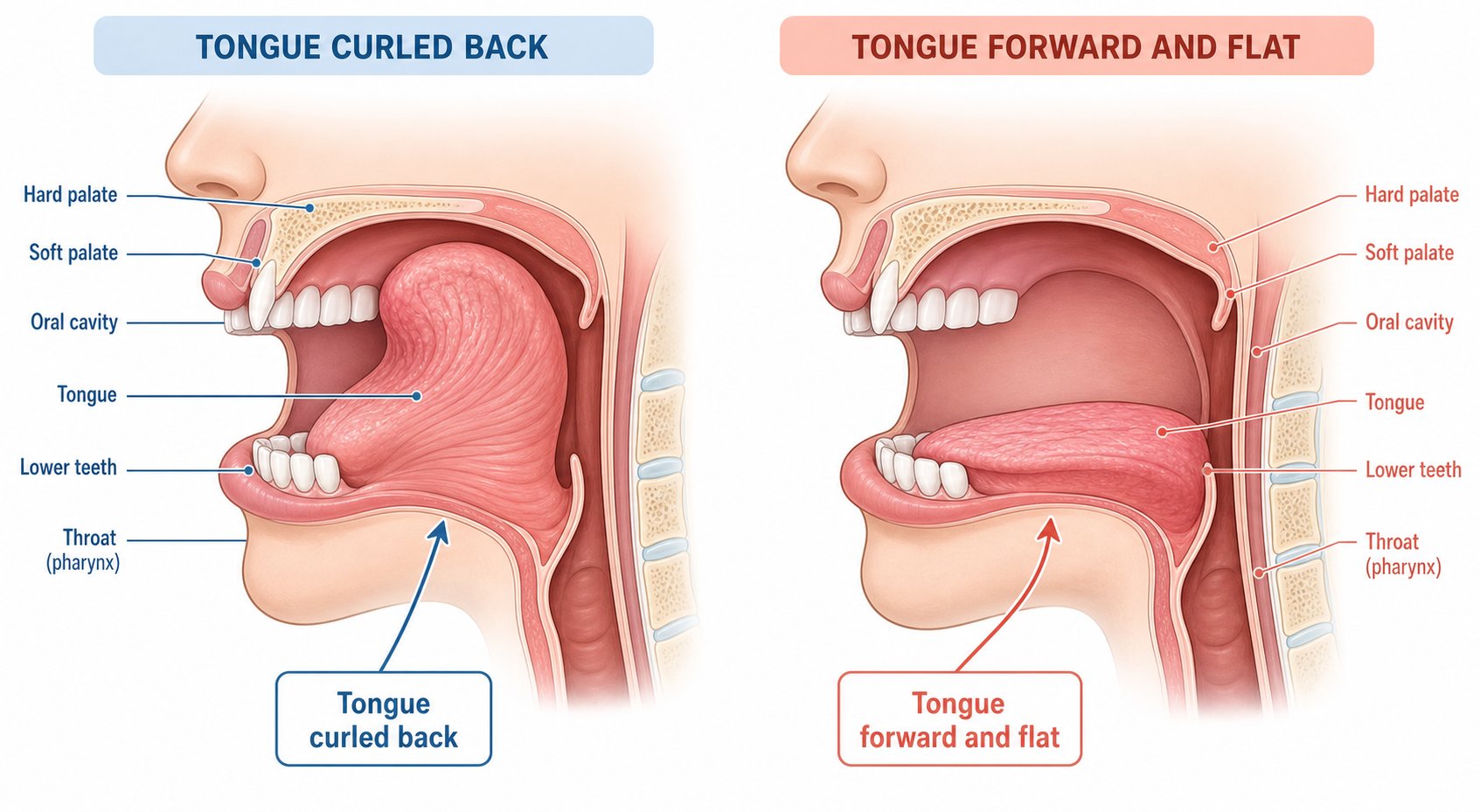 retroflex sounds curl the tongue back while palatal sounds keep it flat and forward