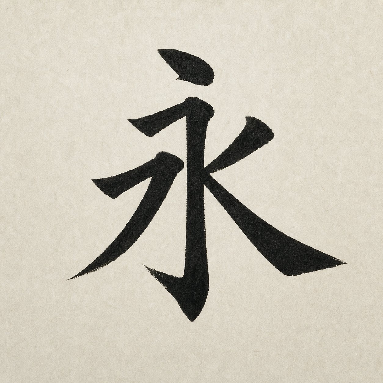 the character 永 in regular script showcasing all eight fundamental calligraphy strokes