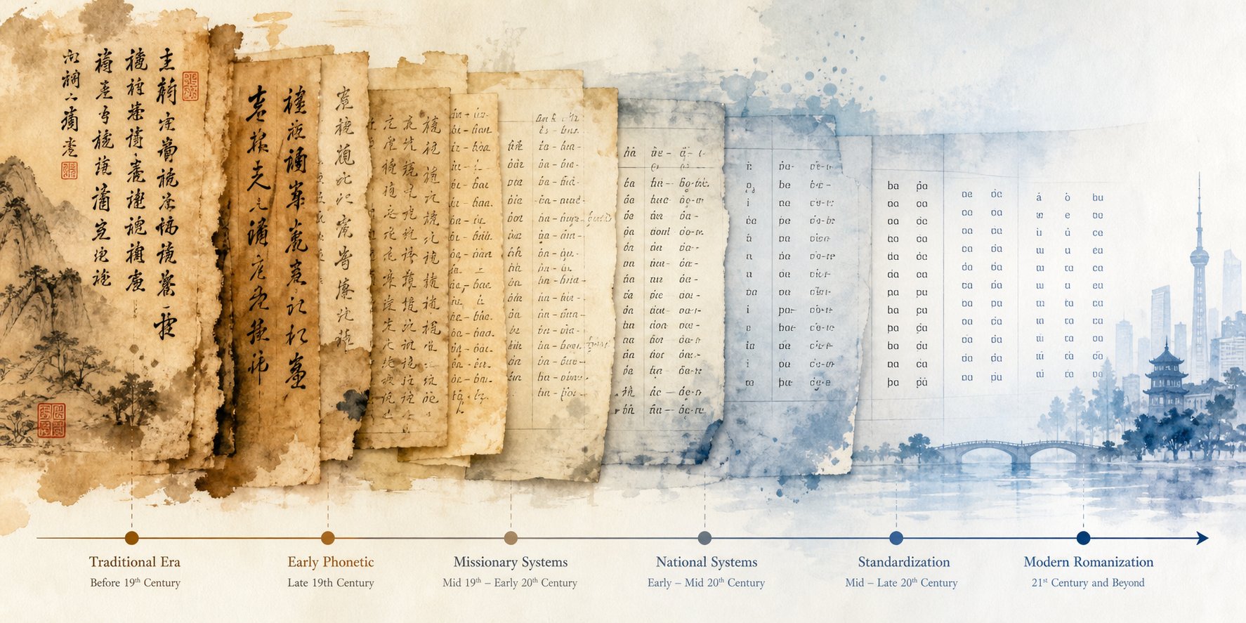 the evolution from multiple competing romanization systems to standardized hanyu pinyin