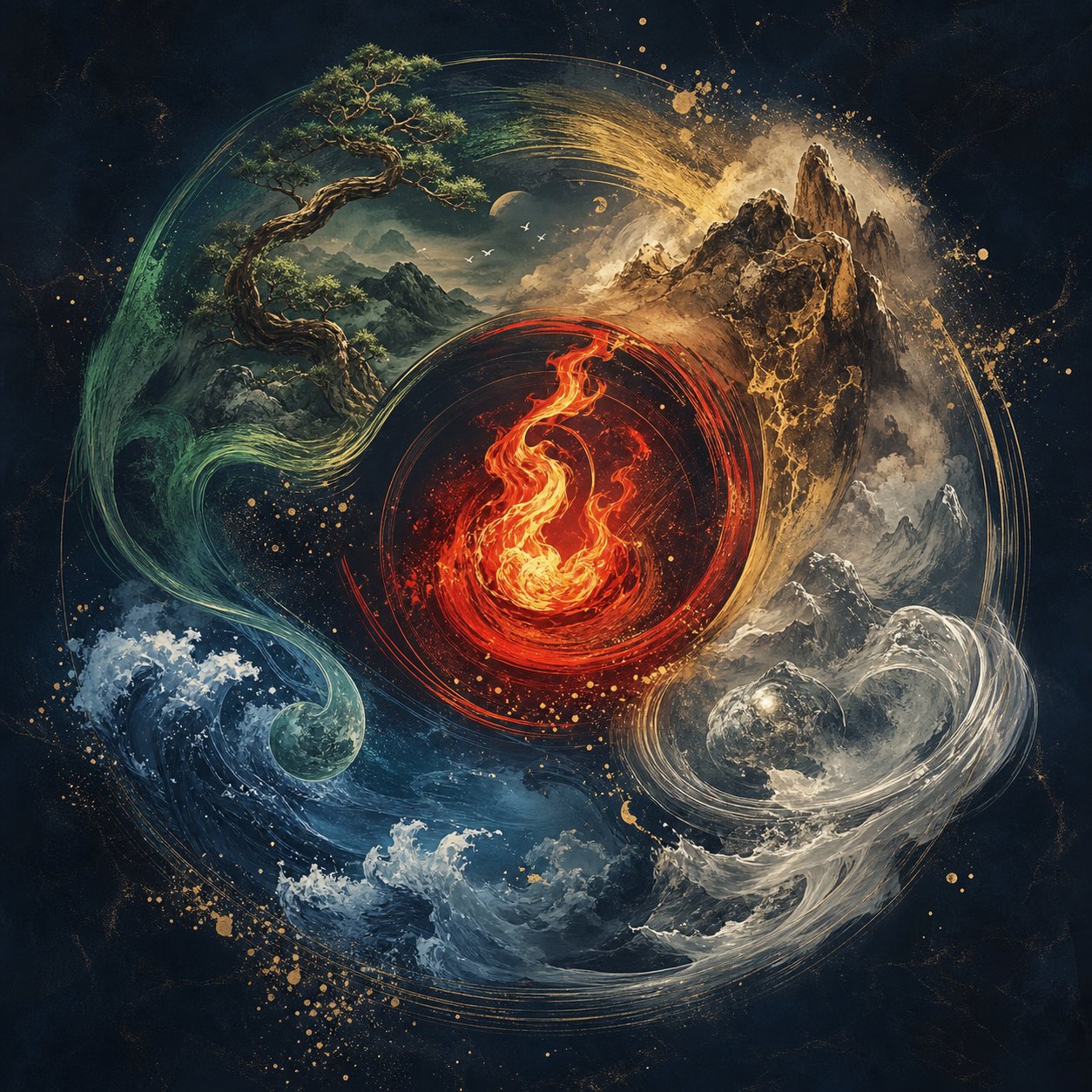 the five elements cycle in chinese philosophy with fire and red representing vitality summer and yang energy