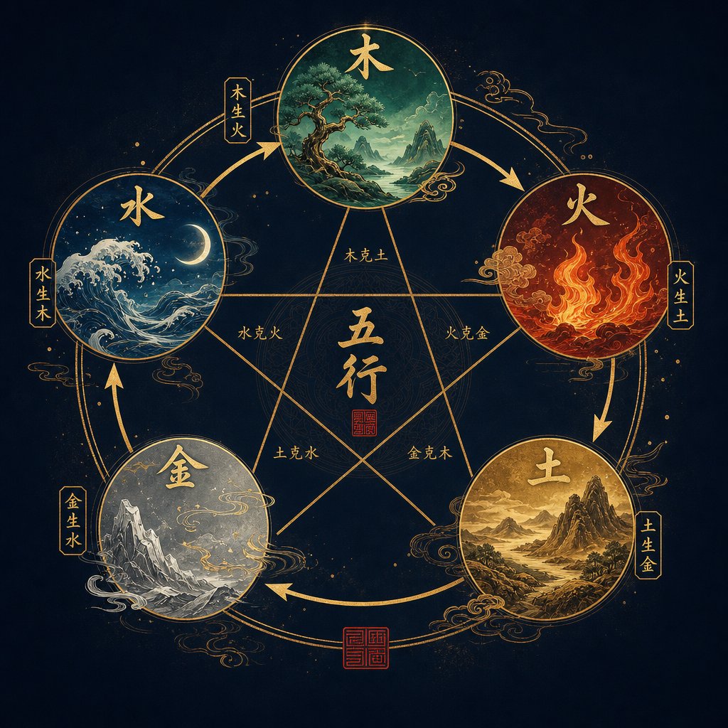 the five elements cycle used in traditional chinese naming to balance energy through character selection
