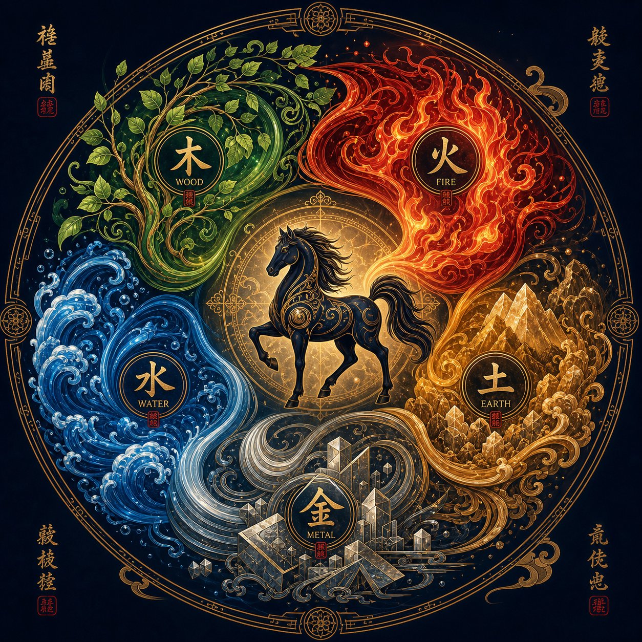 the five elements productive cycle determines which characters best support each horse year type
