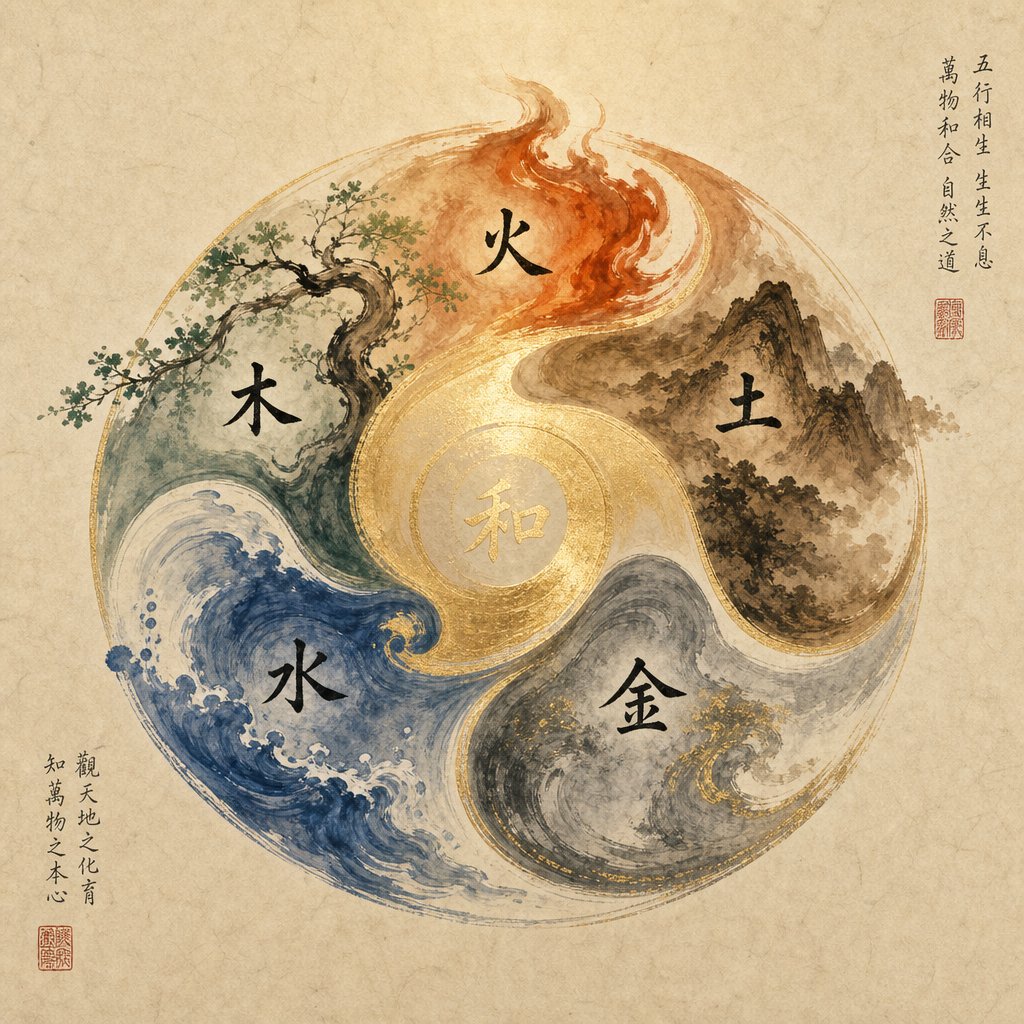 the five elements productive cycle showing how earth generates metal and metal produces water in chinese metaphysical naming theory
