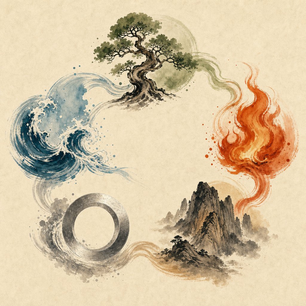 the five elements system connects birth chart analysis to specific character radicals recommended for name balance