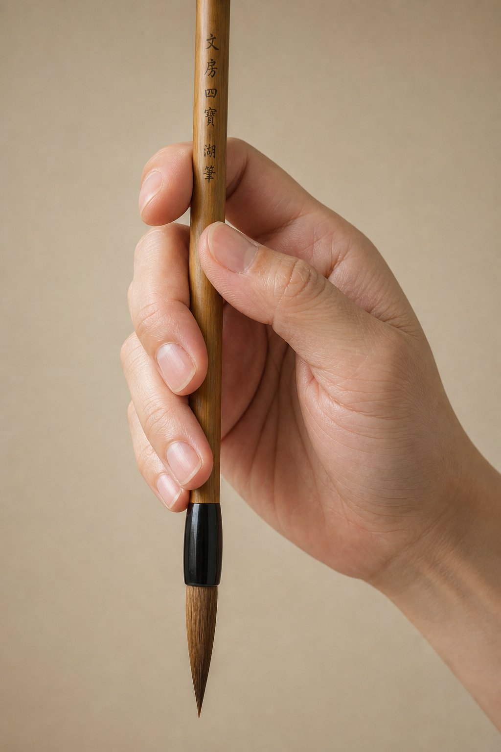 the five finger grip holds the brush vertically with a hollow palm for full directional control