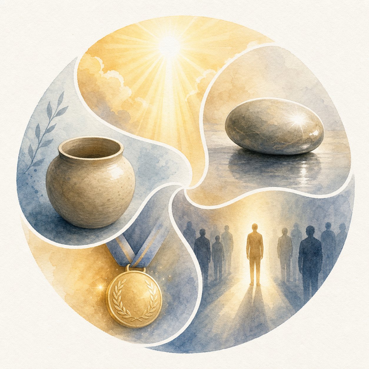 the five meanings of 光 visualized light glory bare only and to use up