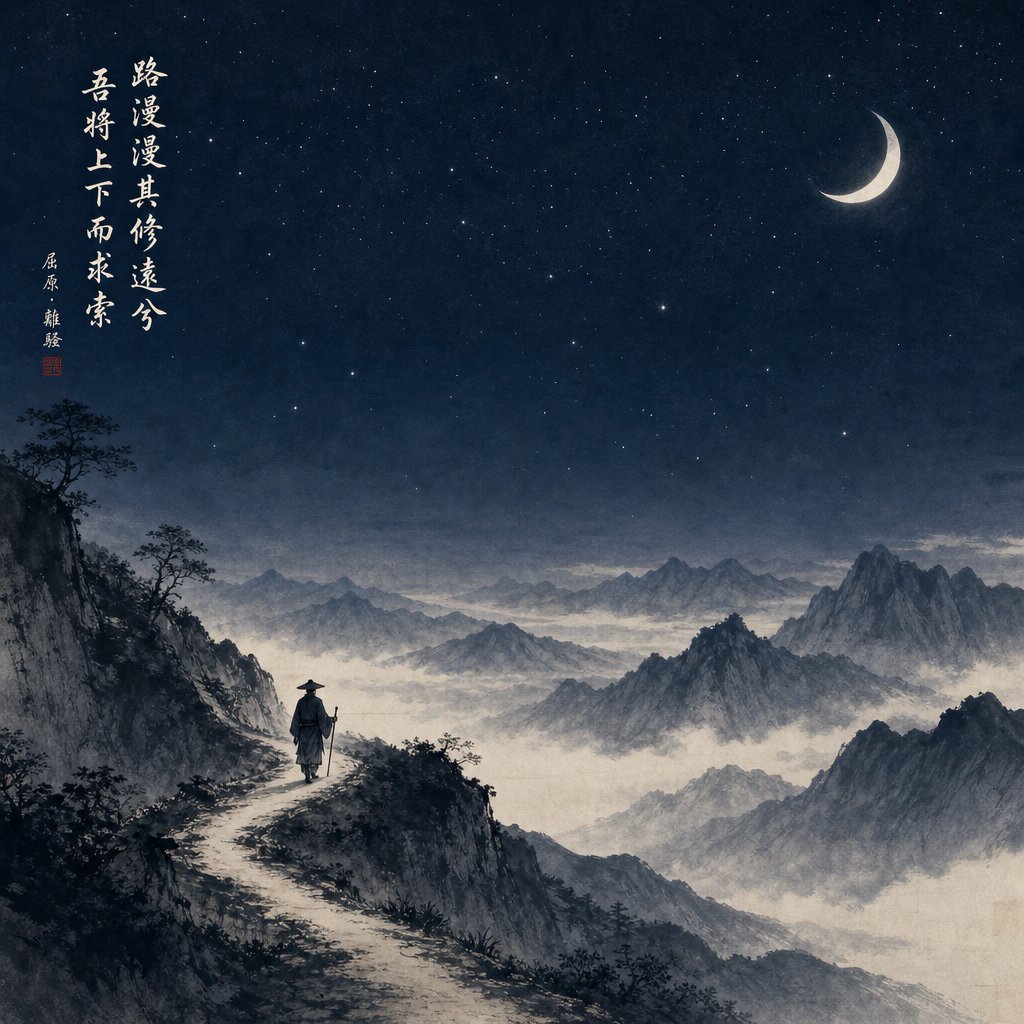 the idiom 披星戴月 depicts tireless travelers journeying under starlight and moonlight