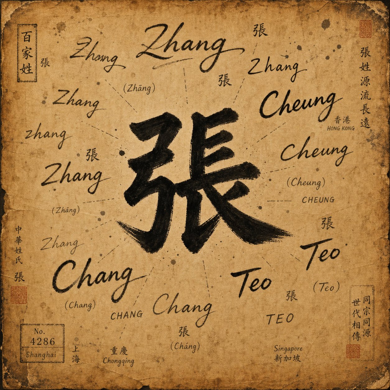 the many romanized spellings of the zhang character across chinese dialects and immigration records