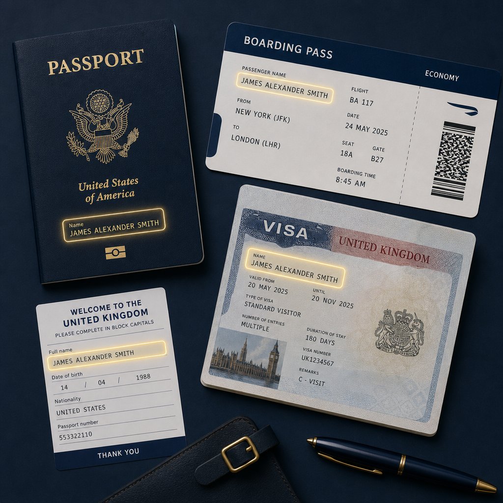 the same chinese name can appear in different formats across passports visas and boarding passes
