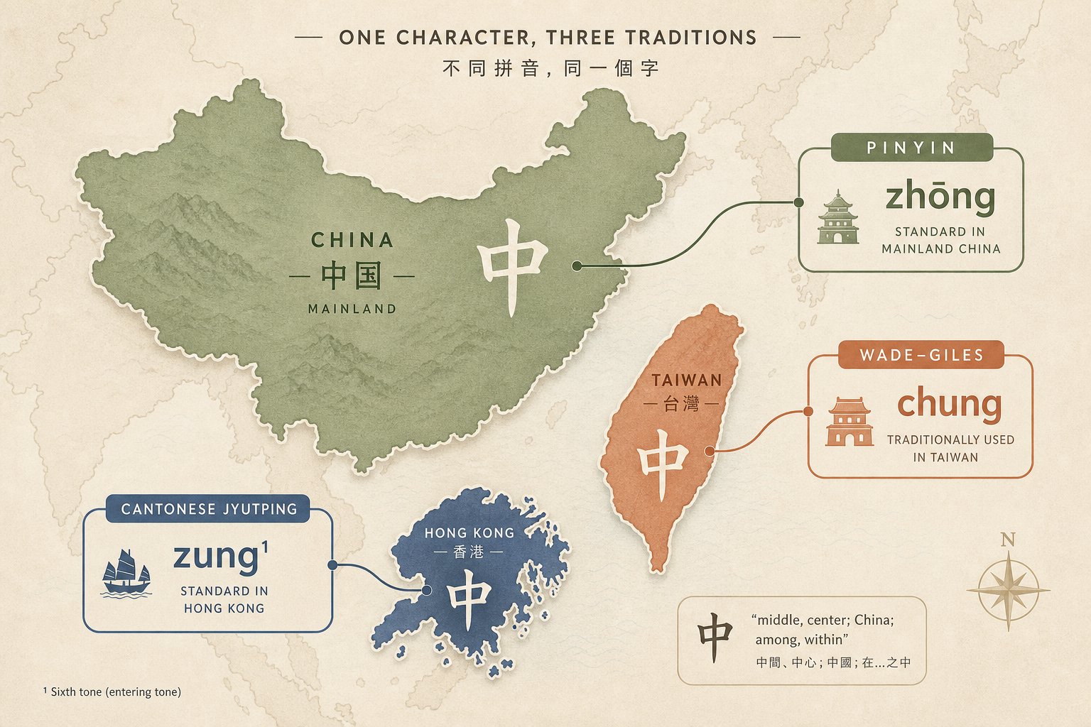 the same chinese surname can appear in completely different spellings depending on whether pinyin wade giles or cantonese romanization is used