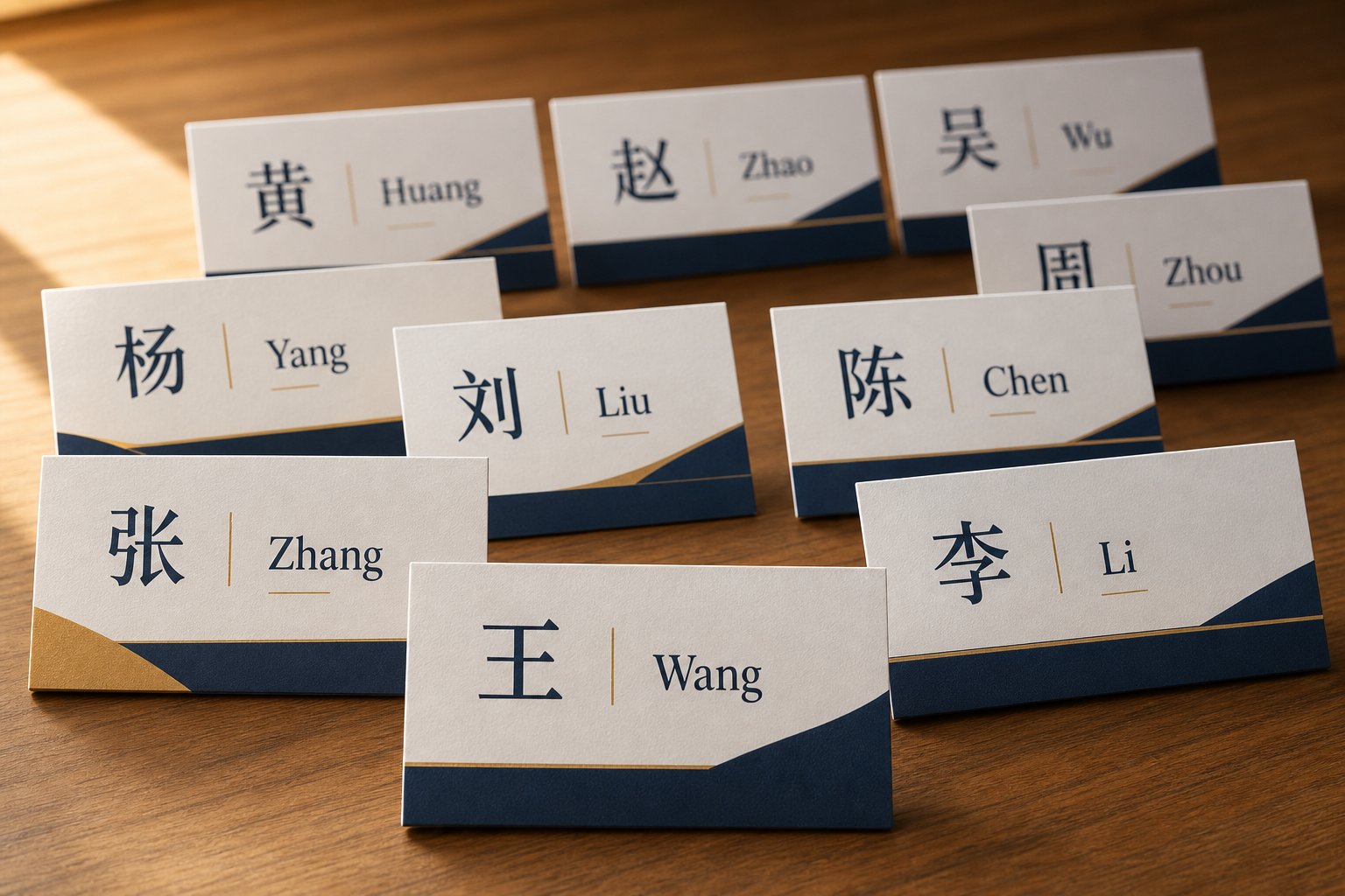 the top chinese surnames appear on name badges and business cards in workplaces worldwide