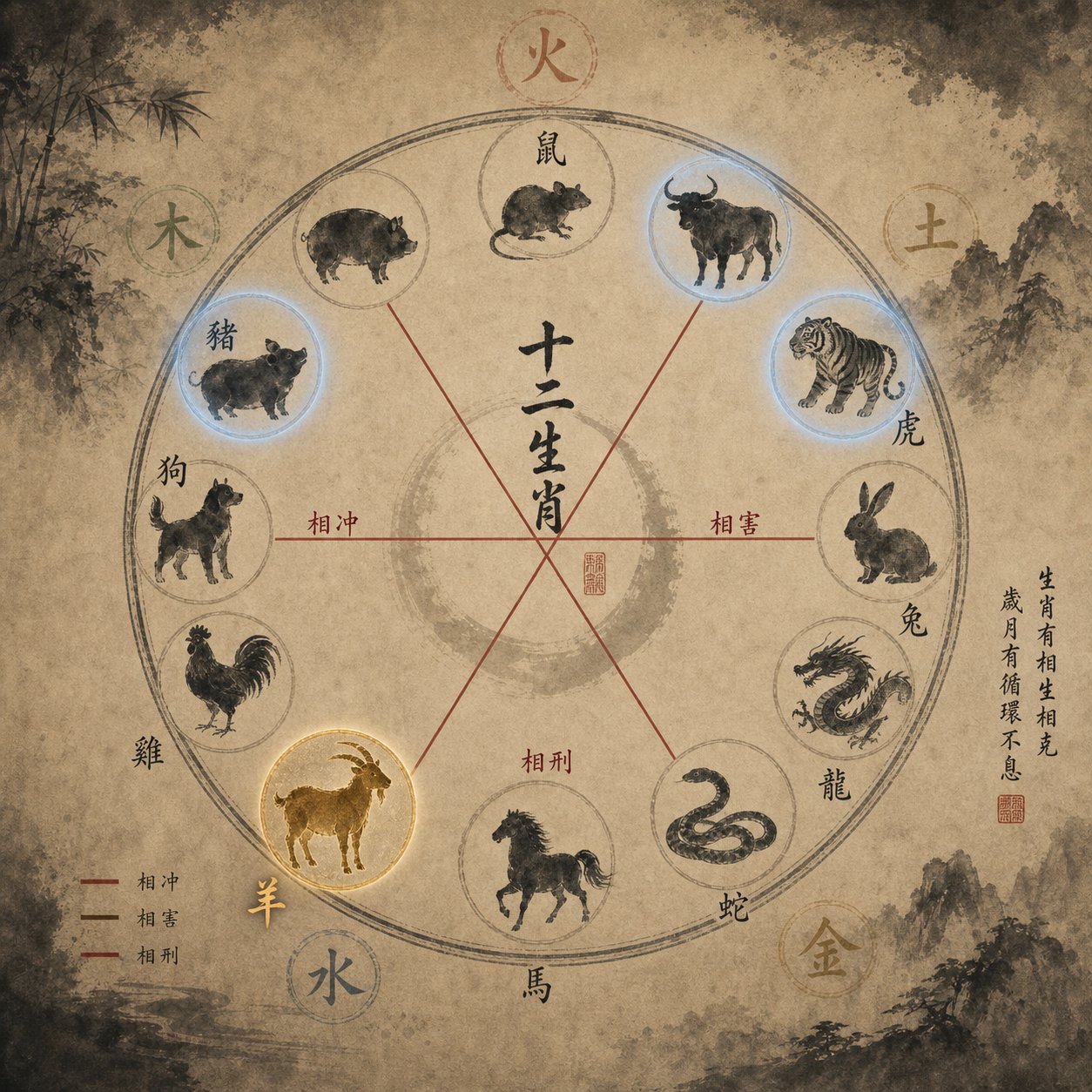 the twelve earthly branches form clash harm and punishment relationships that guide zodiac naming