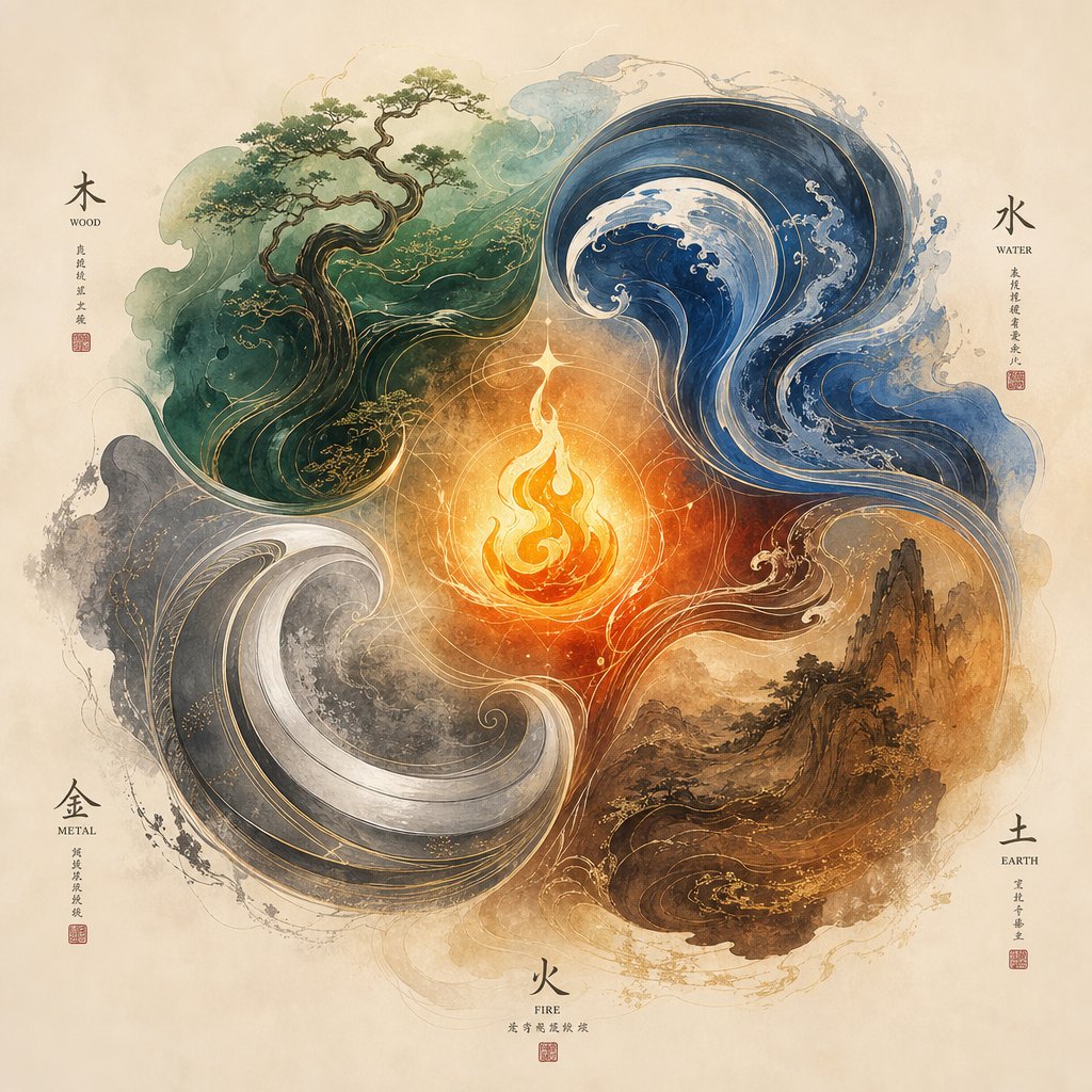 the wu xing five element system guides traditional chinese naming by balancing elemental energies in a child's name
