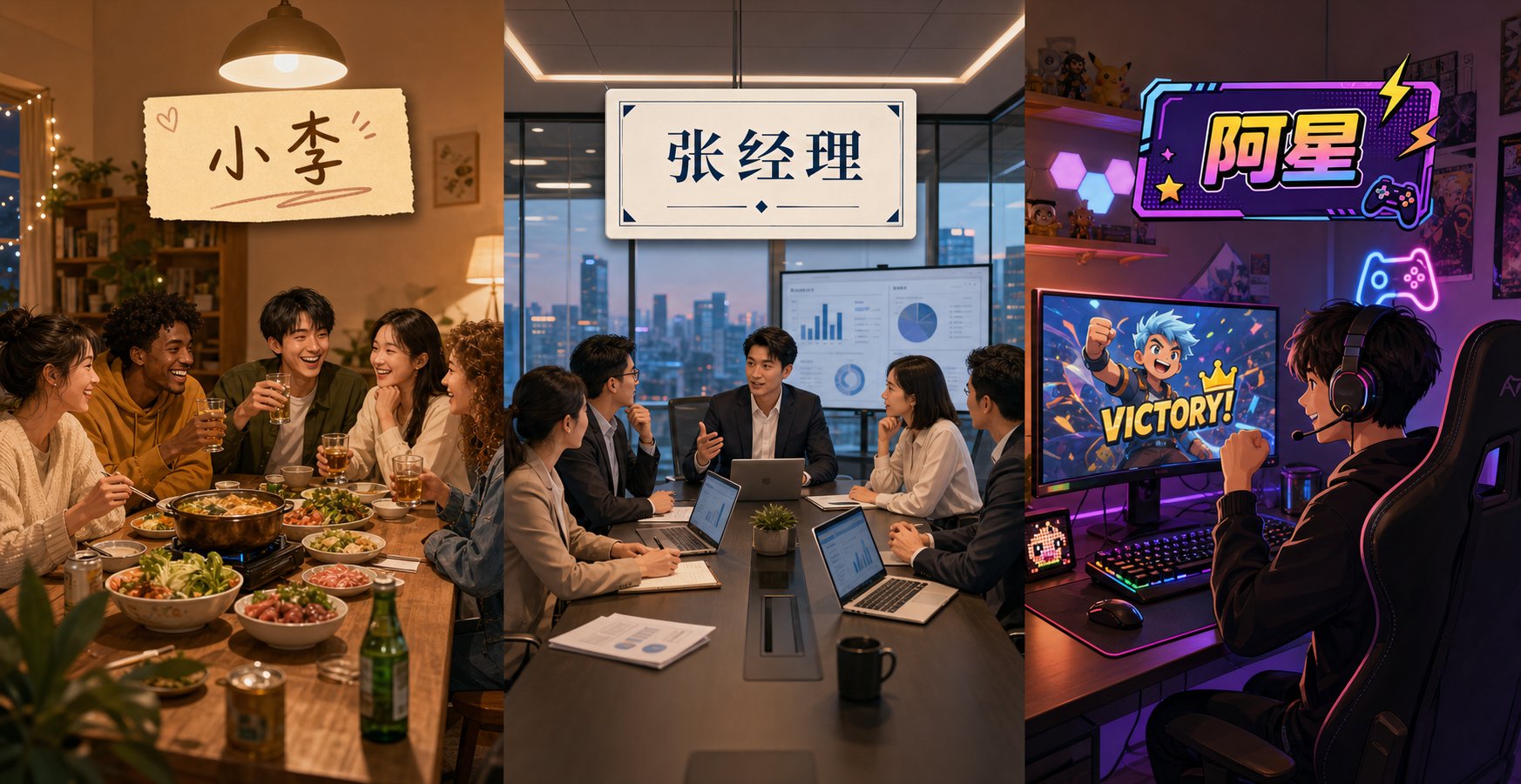 three contexts for chinese nicknames social gatherings professional settings and gaming each requiring different naming approaches