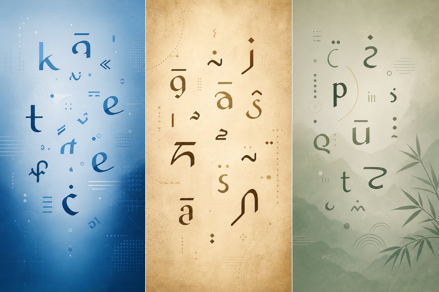 three romanization systems compared side by side showing how the same chinese name appears differently in each