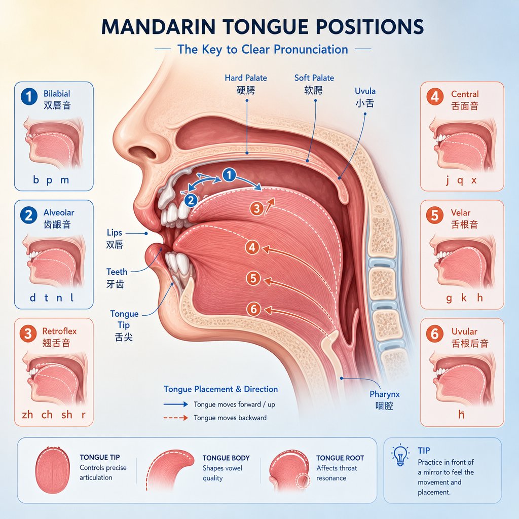 tongue placement diagram showing how mandarin pinyin sounds differ from english pronunciation