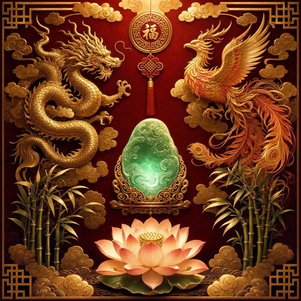 traditional chinese auspicious symbols like dragons jade lotus and phoenix carry centuries of cultural meaning in restaurant names