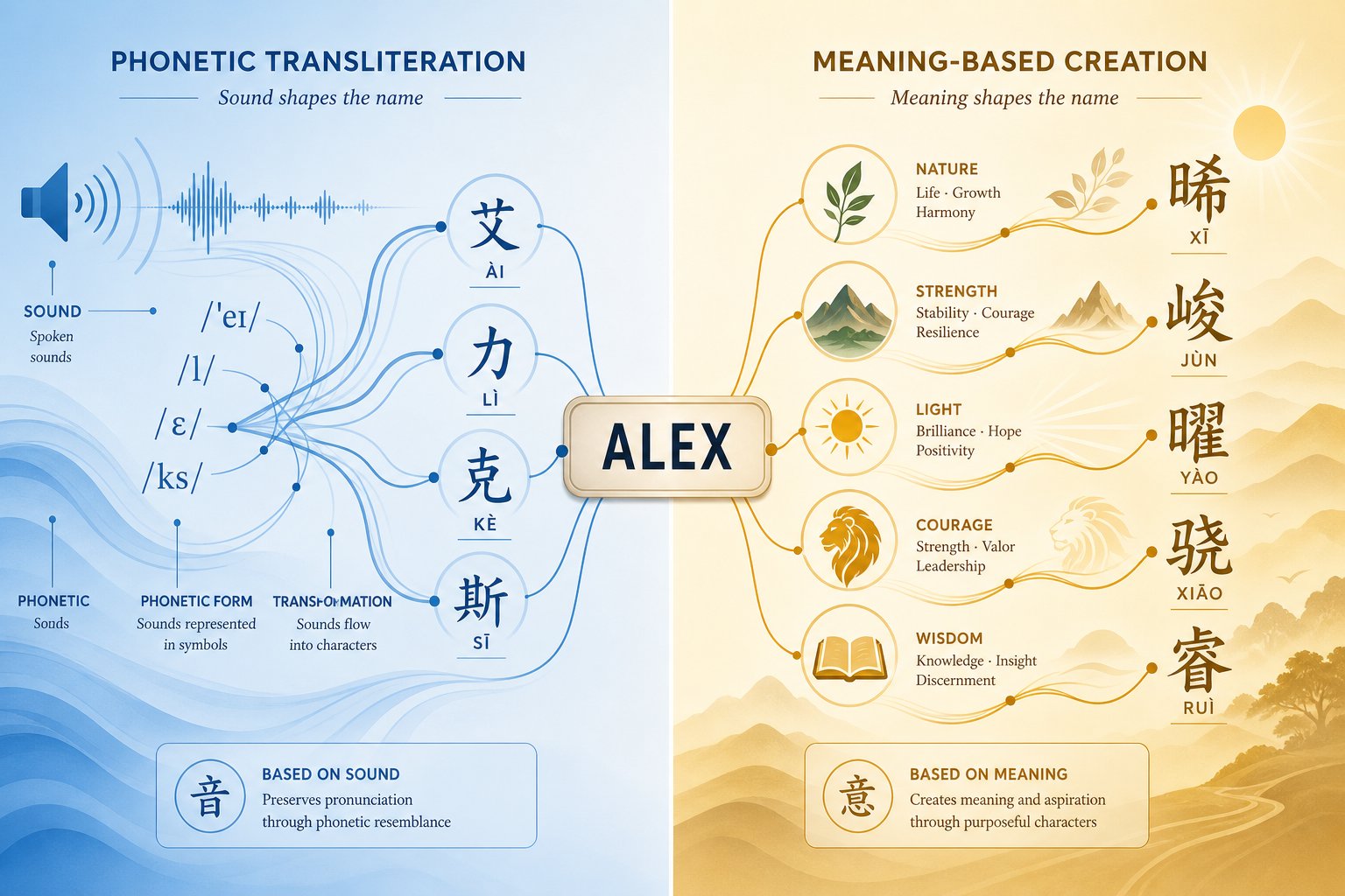 two approaches to creating a chinese name phonetic transliteration versus meaning based selection