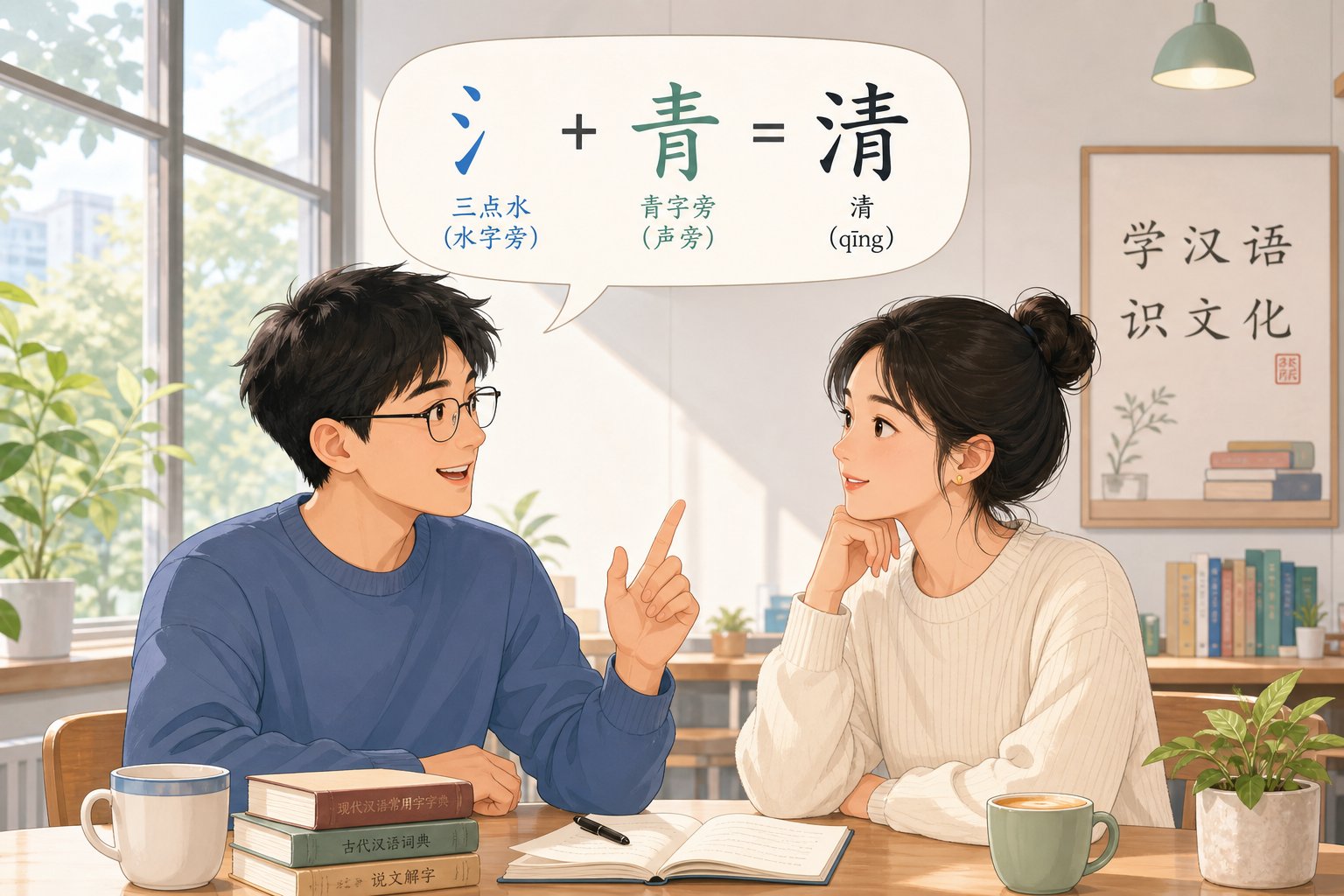 two speakers describing a chinese character verbally by naming its radical components in conversation