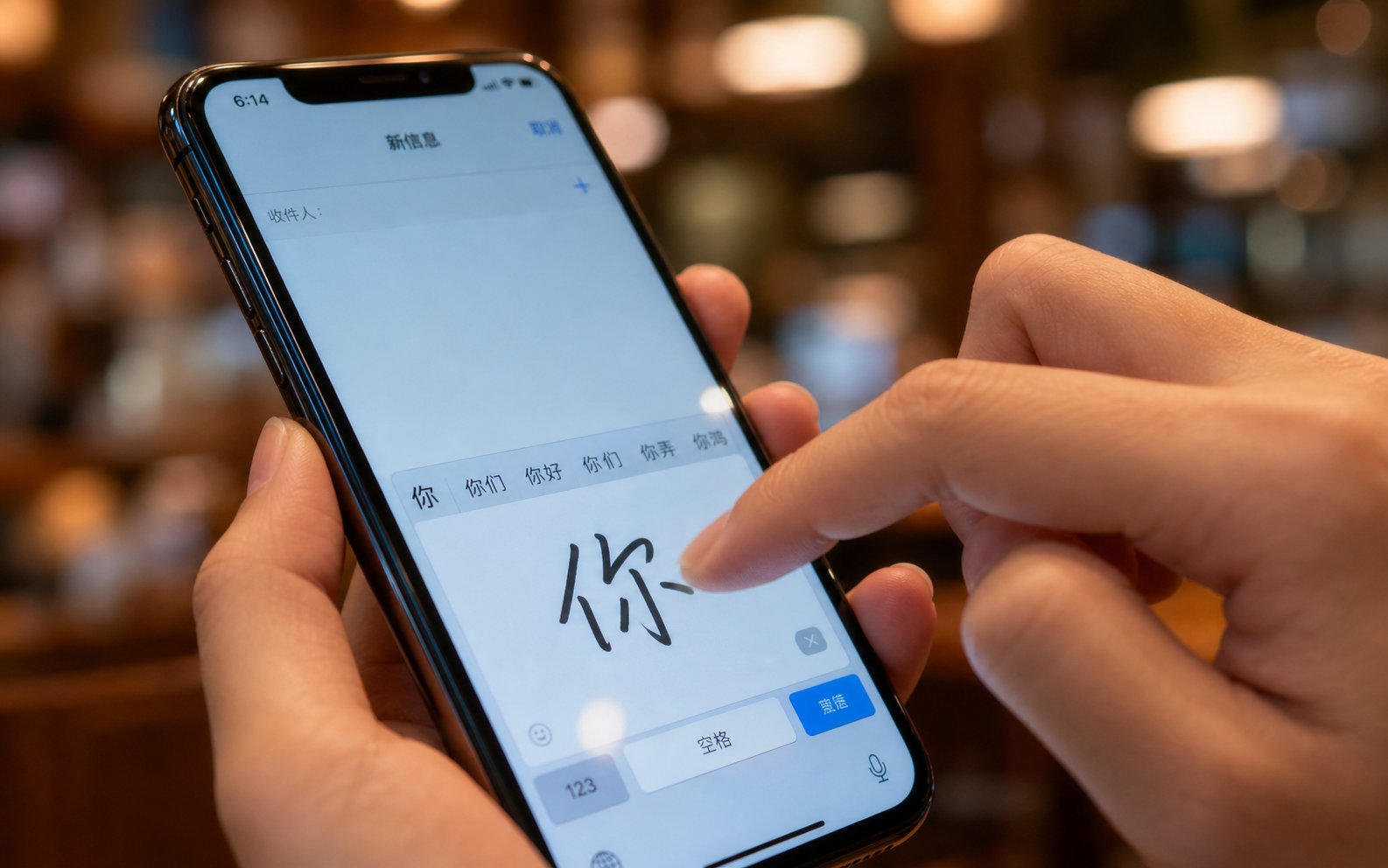 using handwriting input on a smartphone where correct stroke order improves character recognition accuracy
