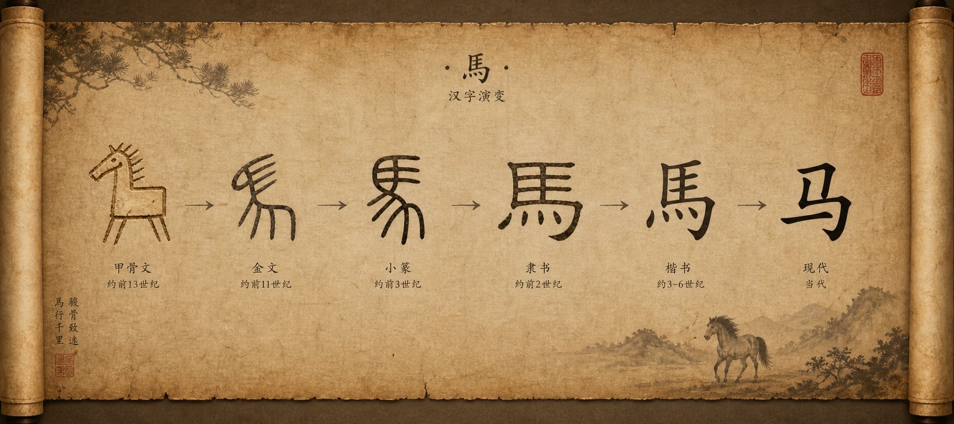 visual evolution of chinese characters from ancient oracle bone carvings to modern standardized script forms