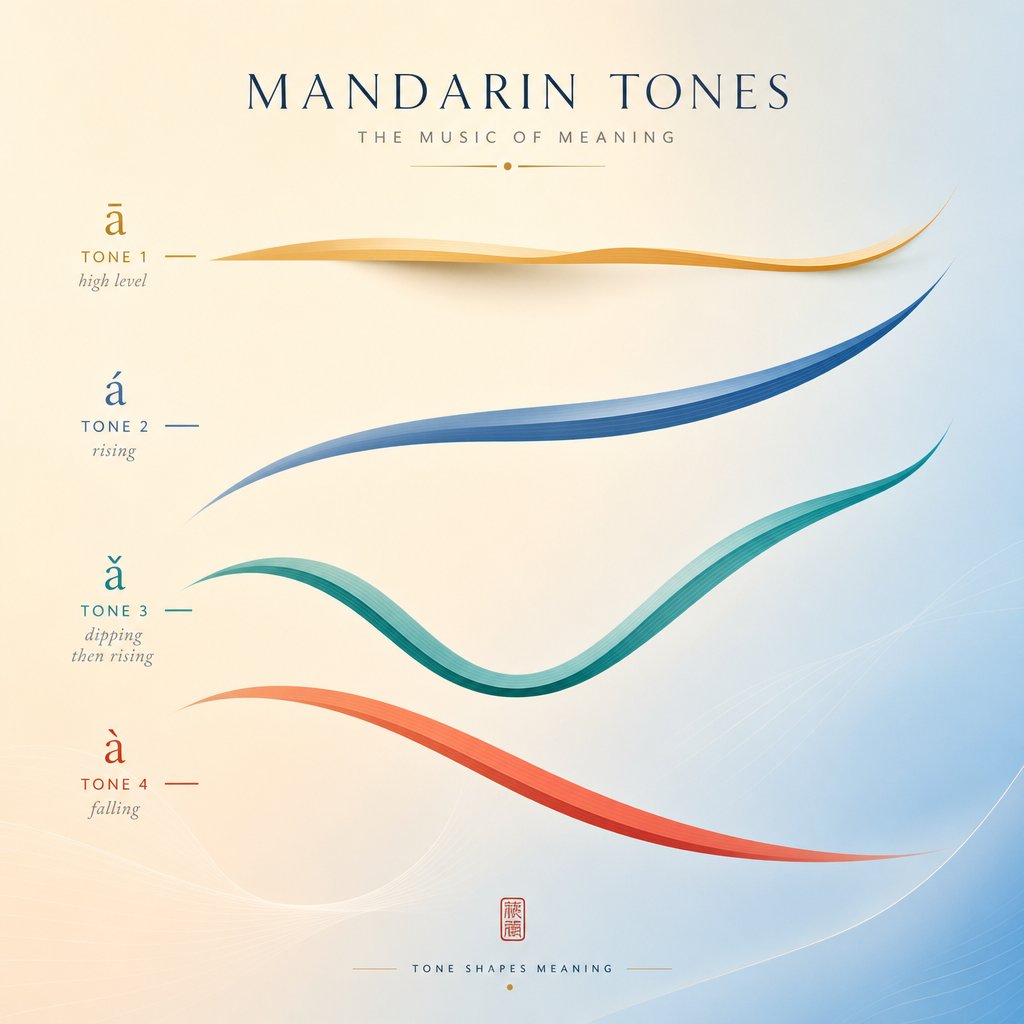 visual representation of mandarin's four tones that shape the sound and meaning of chinese names