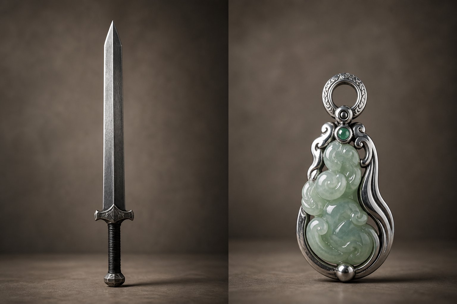 yang metal as the sword and yin metal as the jewel representing two expressions of metal energy in naming