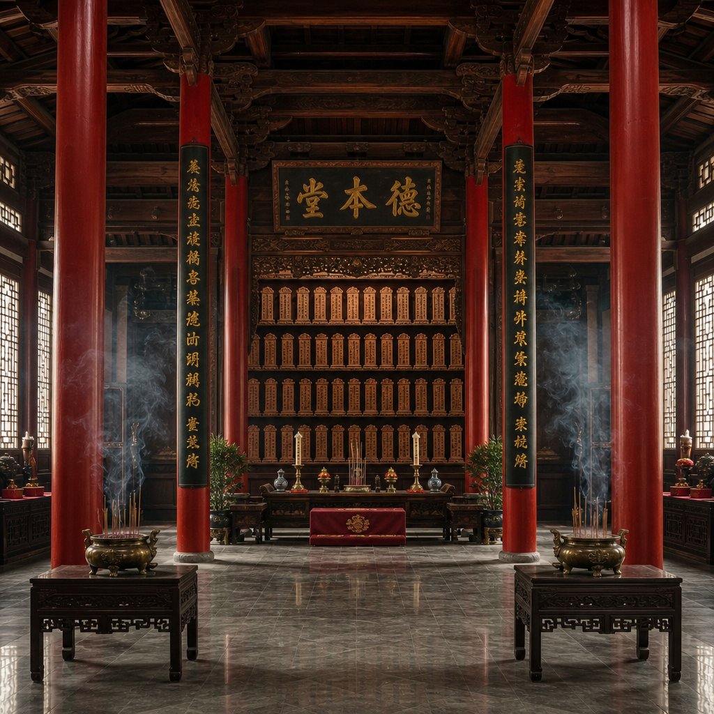 a chinese ancestral hall where chen clan members honor their lineage and preserve family records across generations