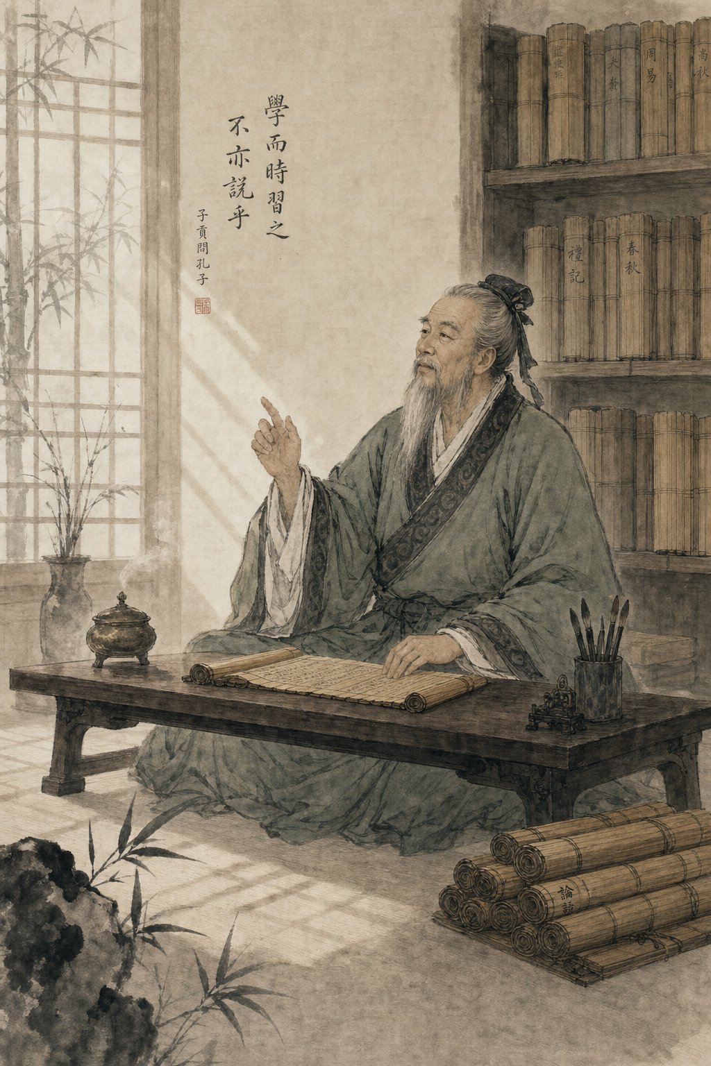a han dynasty scholar teaching from the poetry three hundred the numerical name confucius used for the complete anthology