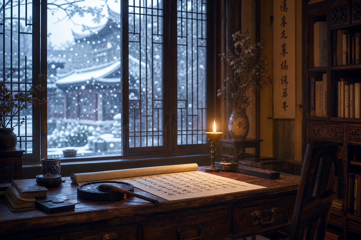 a traditional chinese study in winter evokes the centuries old practice of choosing meaningful seasonal names for newborns