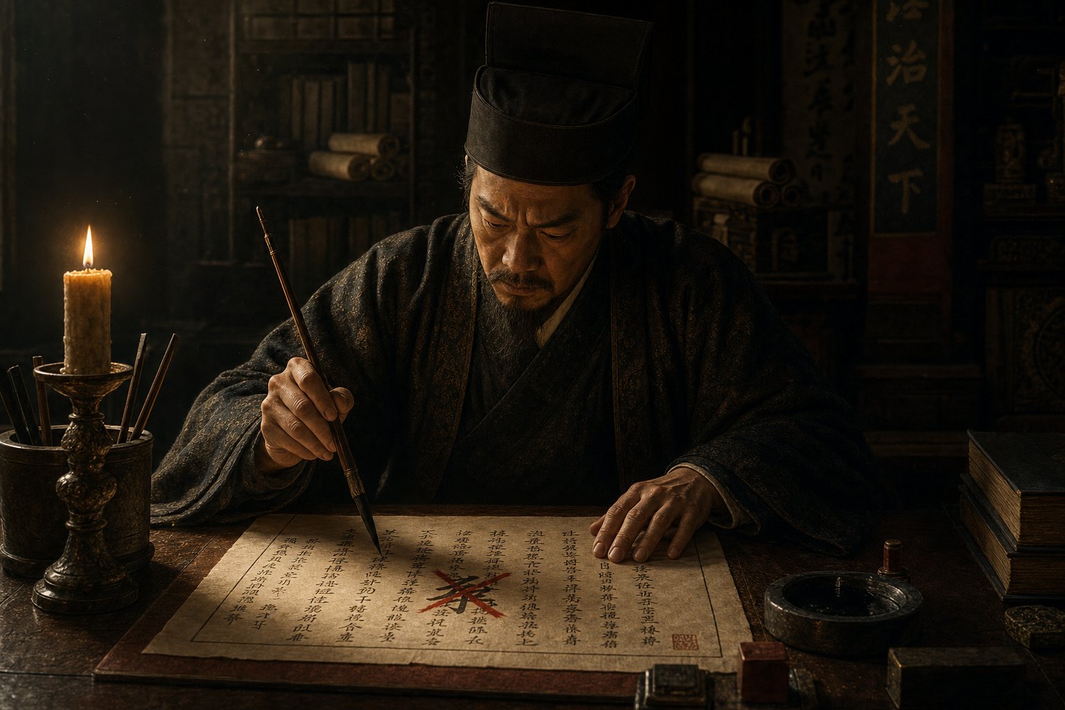 an imperial scribe navigating the strict naming taboos that could reshape language and end careers