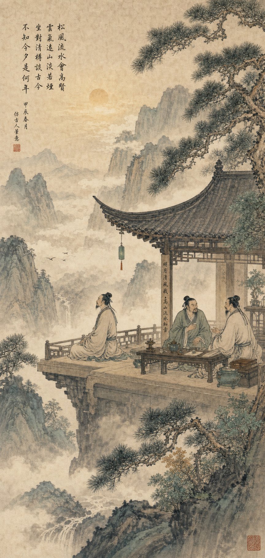 ancient chinese scholars contemplating the concept of heaven's heart mind across philosophical traditions