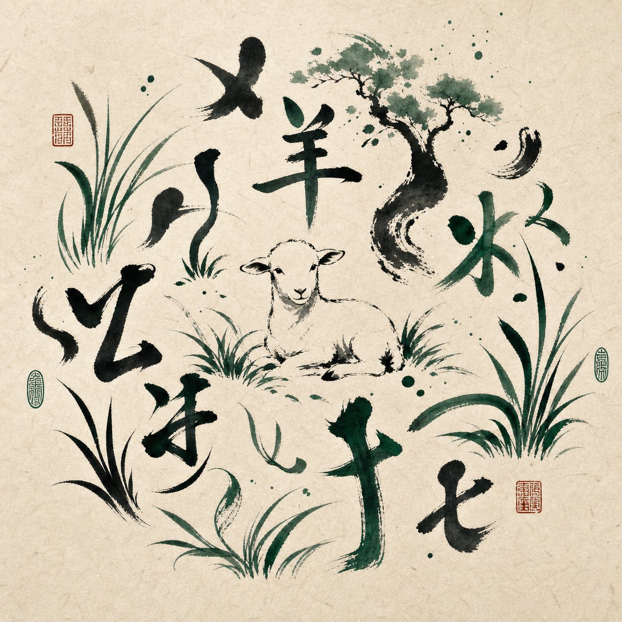 auspicious radicals like grass wood and grain form the foundation of lucky sheep baby names