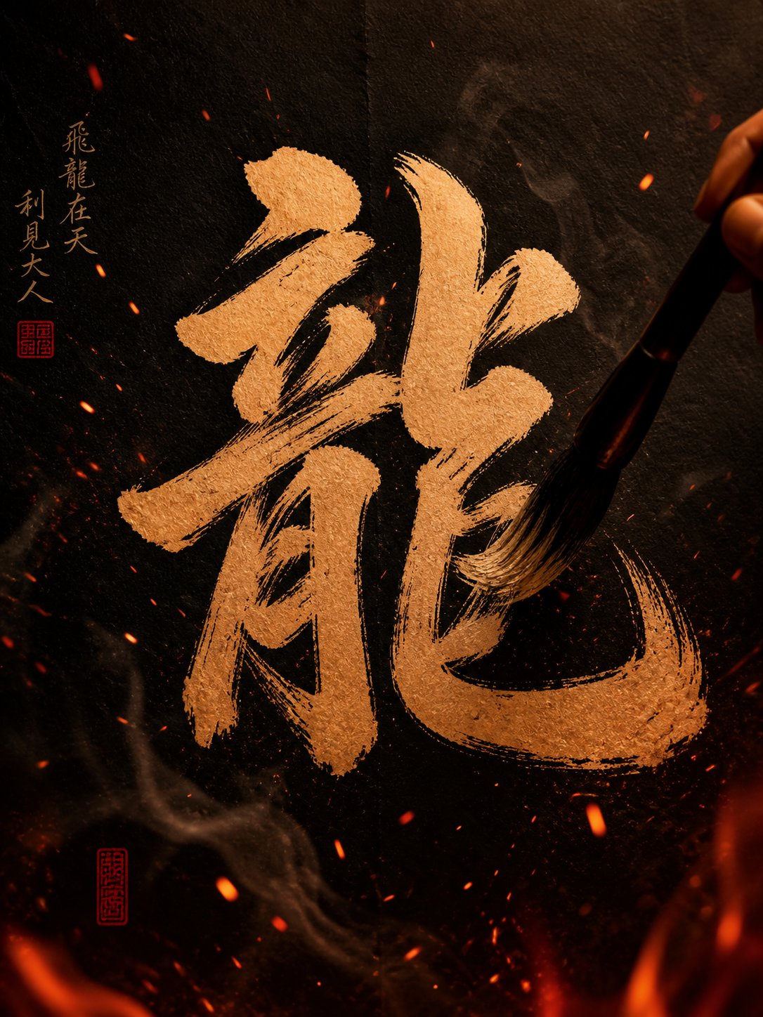 bold calligraphy strokes symbolizing the strength and ambition in fire monkey boy names