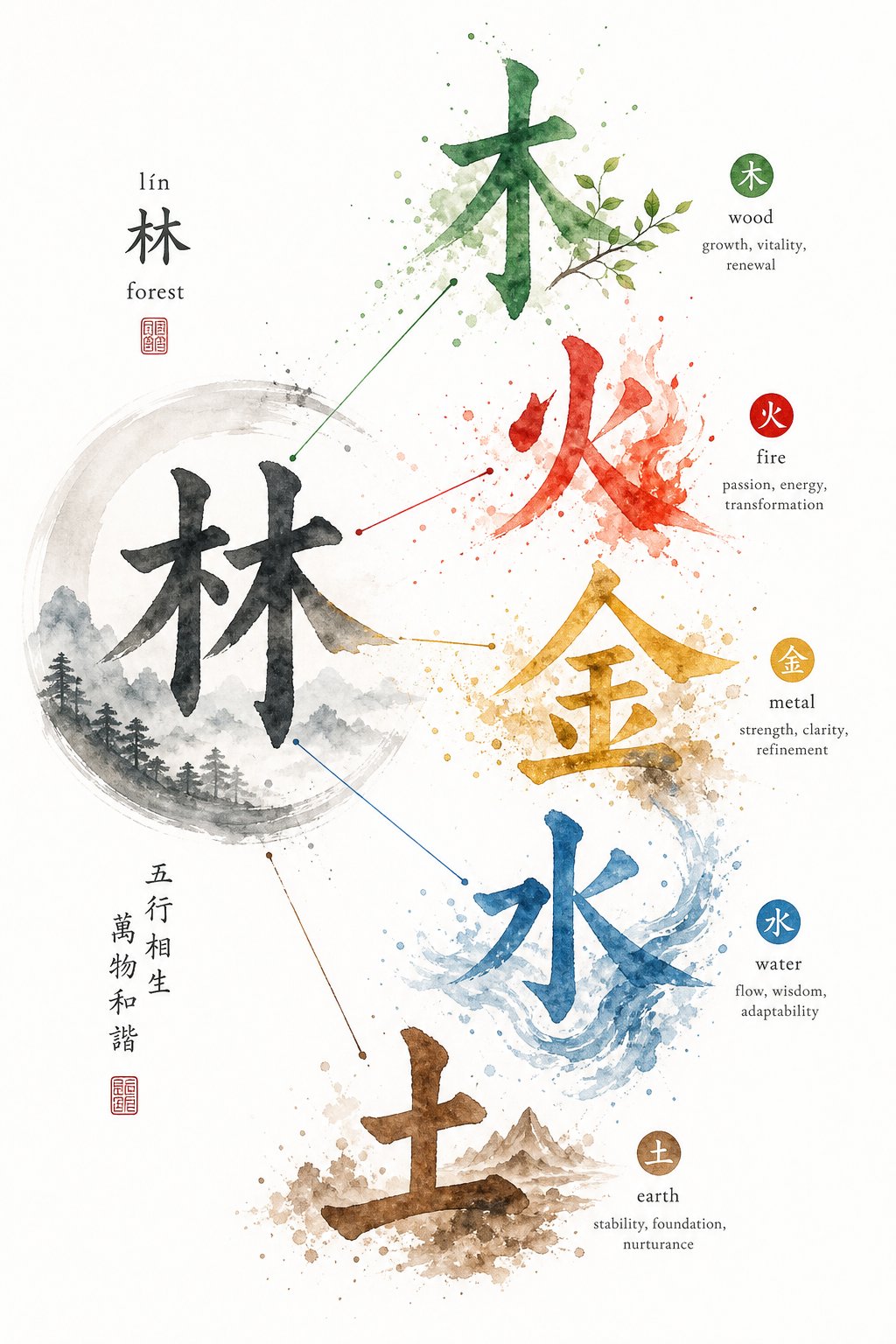 chinese character radicals carry elemental symbolism that forms the foundation of auspicious naming