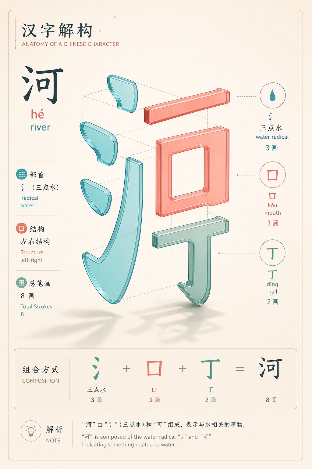 chinese characters deconstructed into radical components showing how meaning is built layer by layer