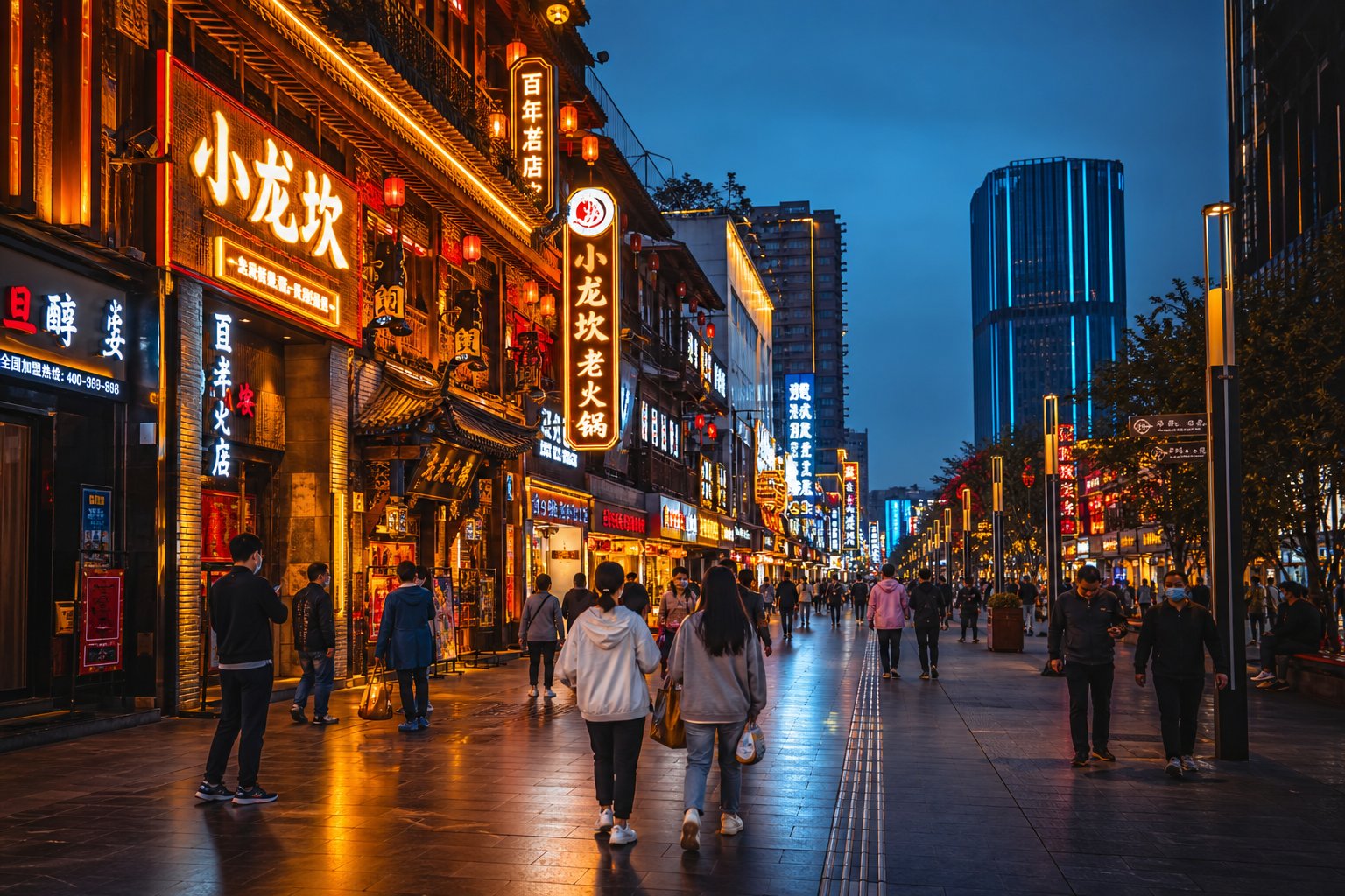 chinese characters in modern daily life appearing on signs and displays across contemporary urban settings