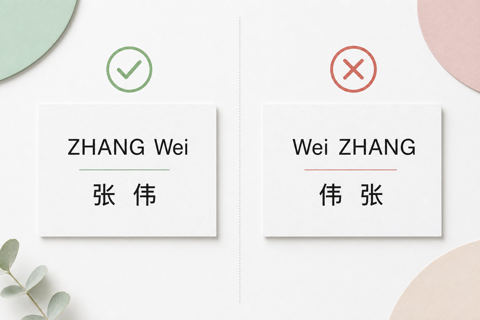 chinese names always place the surname first followed by the given name the reverse of western naming order