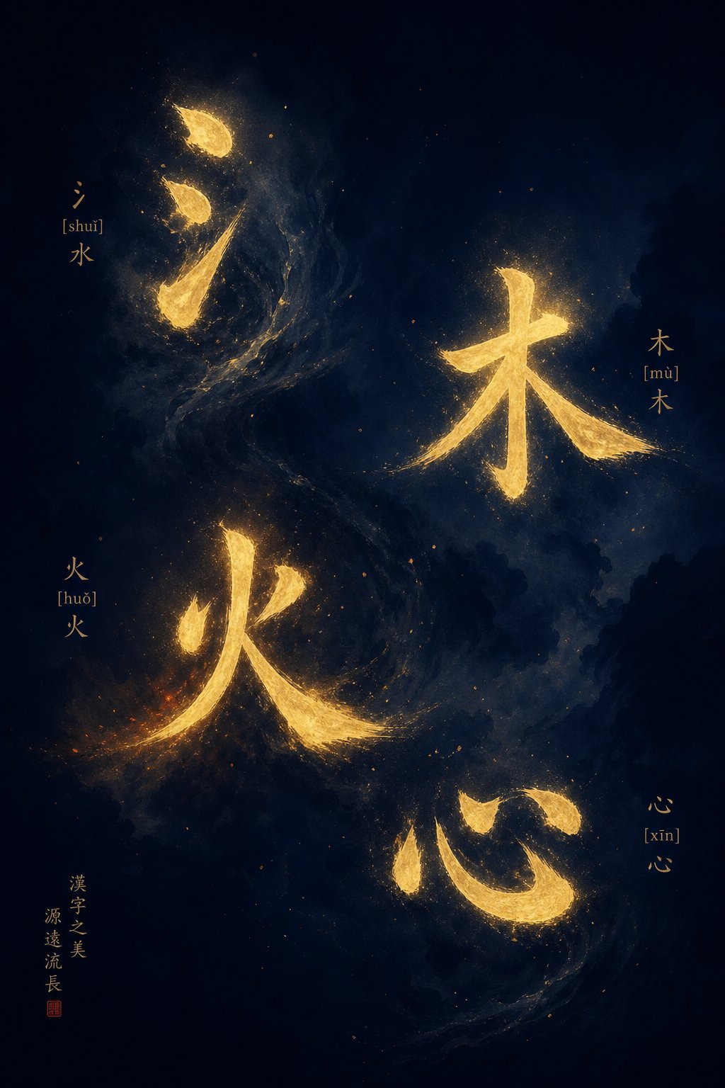 chinese radicals like water wood fire and heart form the building blocks of meaningful name characters