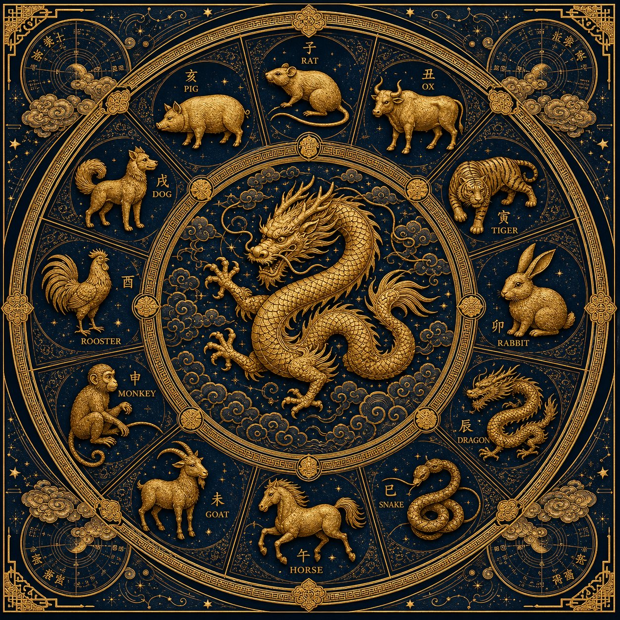 chinese zodiac wheel highlighting the dragon sign central to naming traditions during dragon years