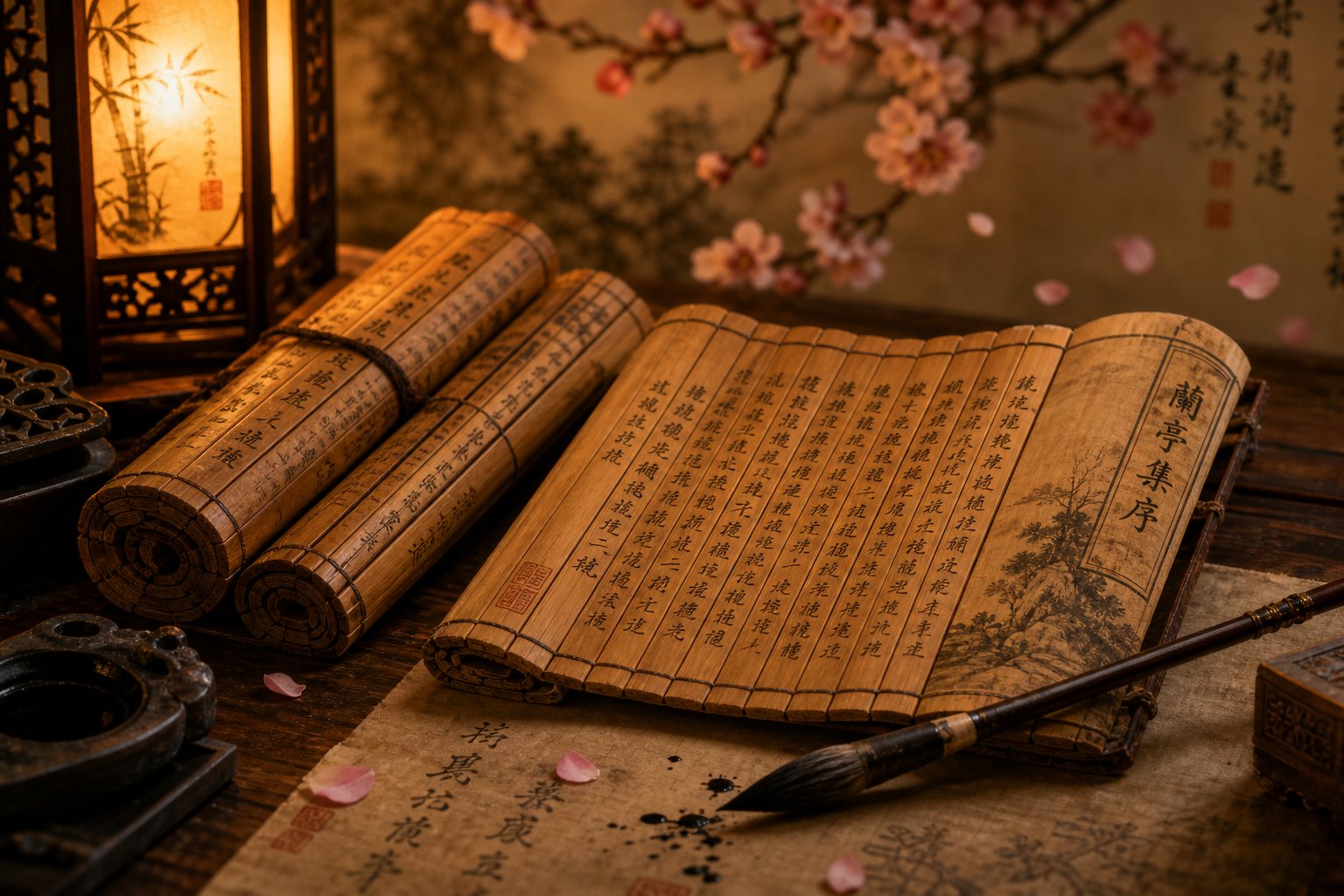 classical chinese scrolls and calligraphy tools representing literary heritage behind traditional pig year boy names