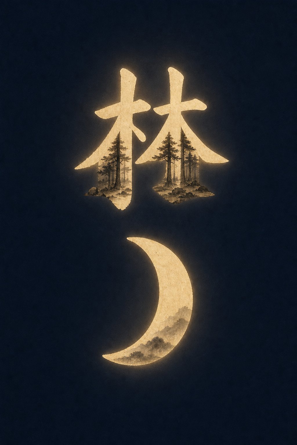 components of the dream character split apart to reveal the forest and evening elements hidden within its strokes