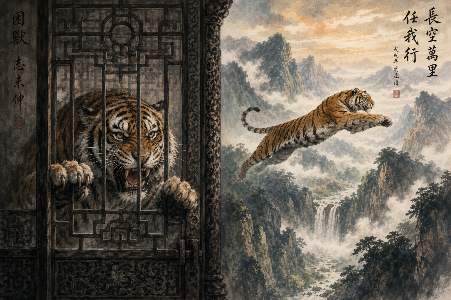confinement radicals in a name symbolically cage the tiger's energy turning its power destructive