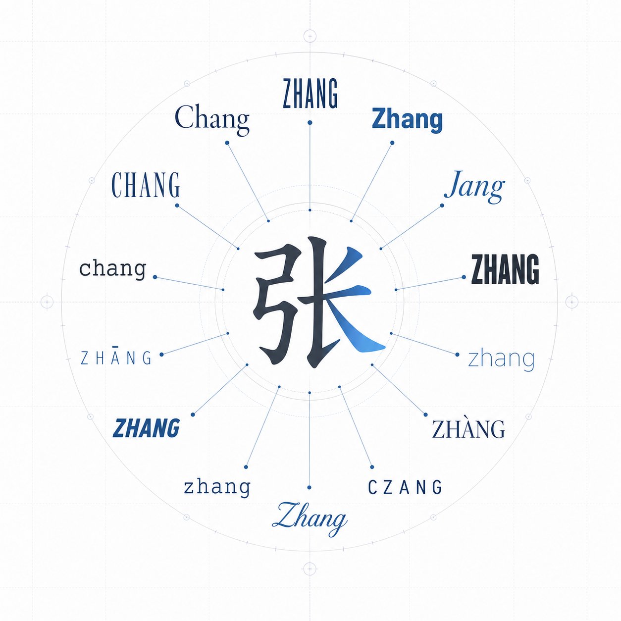 different romanization systems transform the same chinese characters into multiple spellings with varying hyphen placement